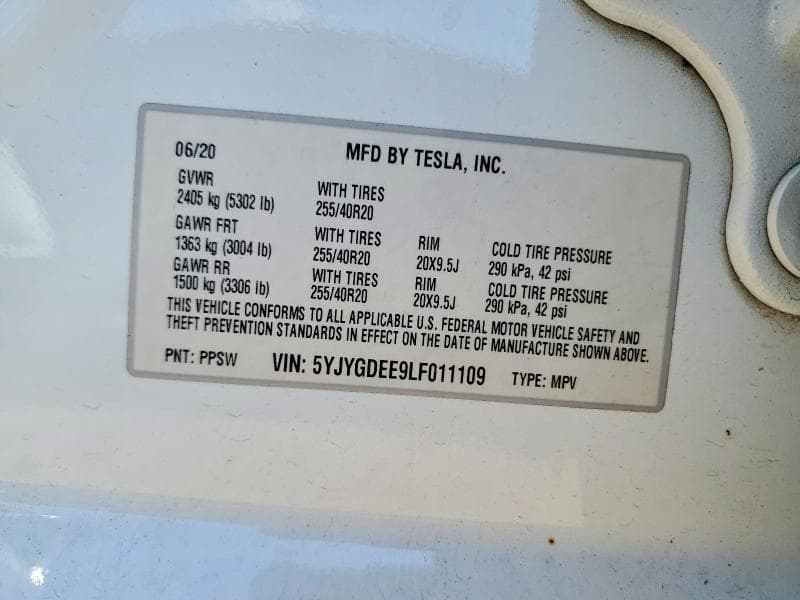 2020 TESLA MODEL Y 12