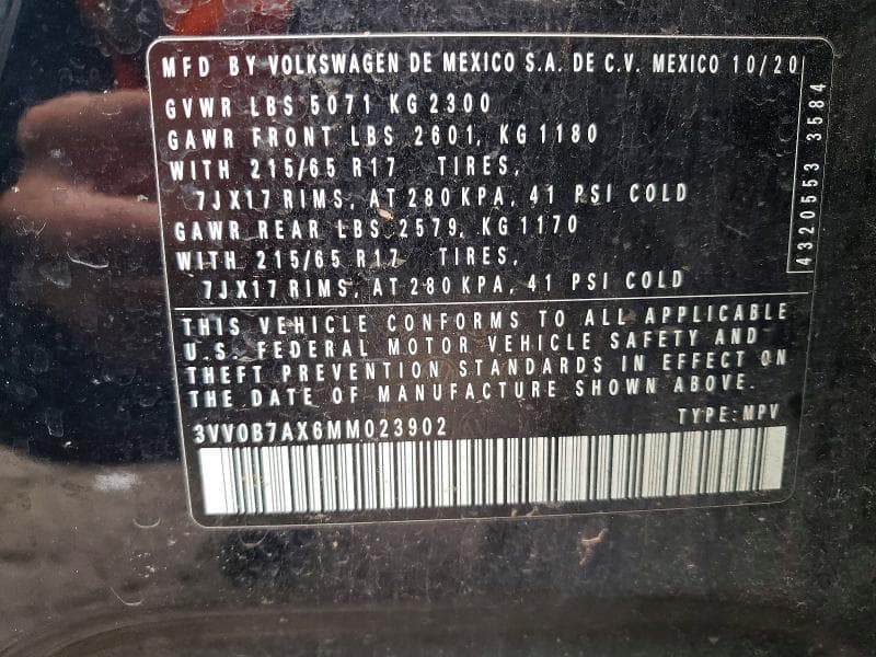 2021 VOLKSWAGEN TIGUAN S S 12