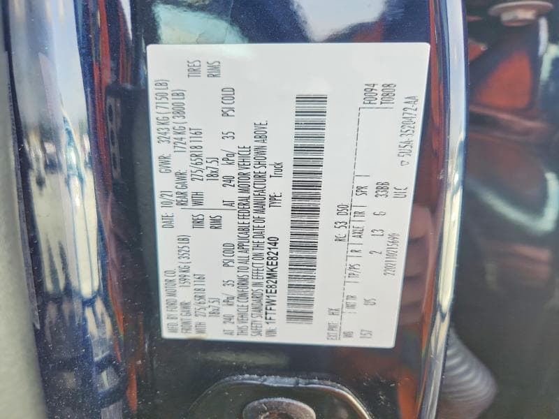 2021 FORD F150 SUPERCREW SUPERCREW 12