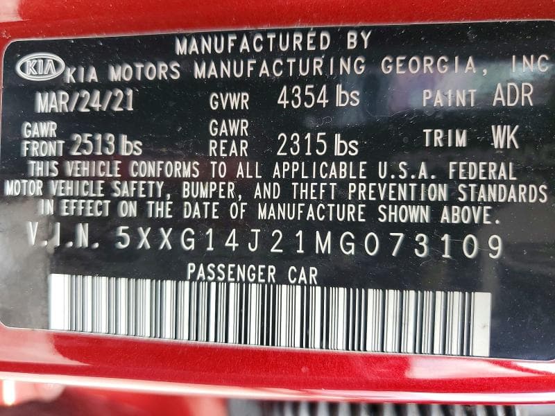 2021 KIA K5 LXS LXS 13