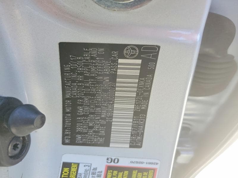 2018 TOYOTA COROLLA LE 12