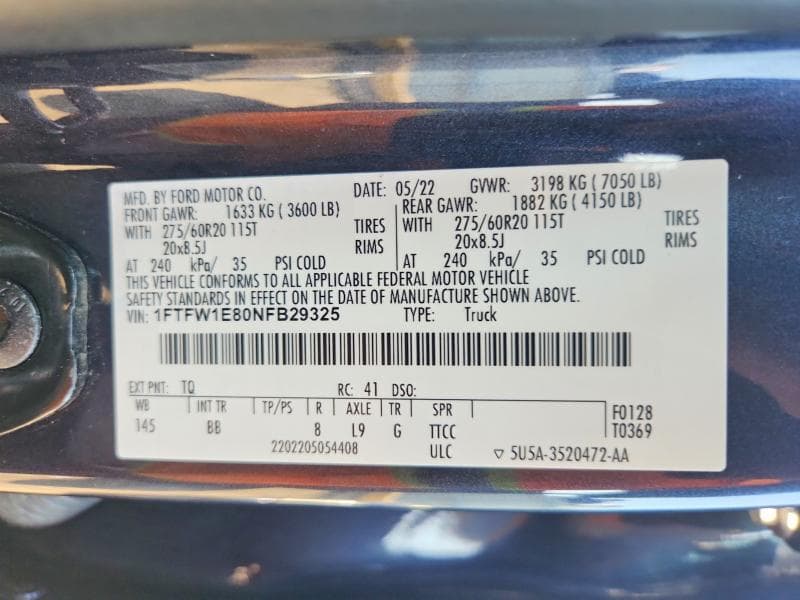 2022 FORD F150 SUPERCREW SUPERCREW 12