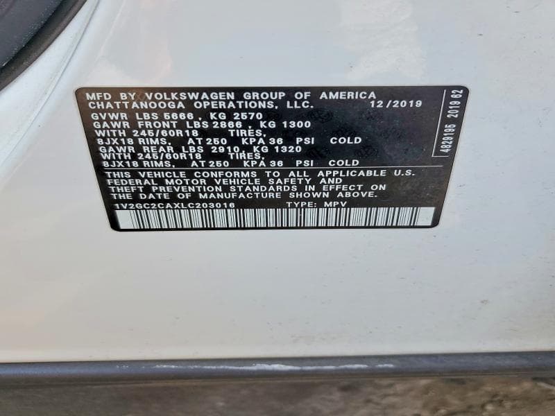 2020 VOLKSWAGEN ATLAS CROSS SPORT S S 14