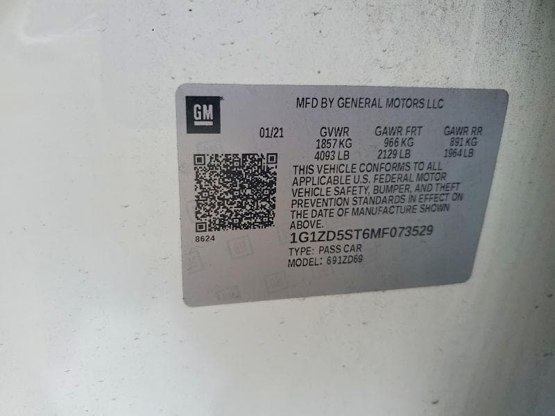 2021 CHEVROLET MALIBU LT 12
