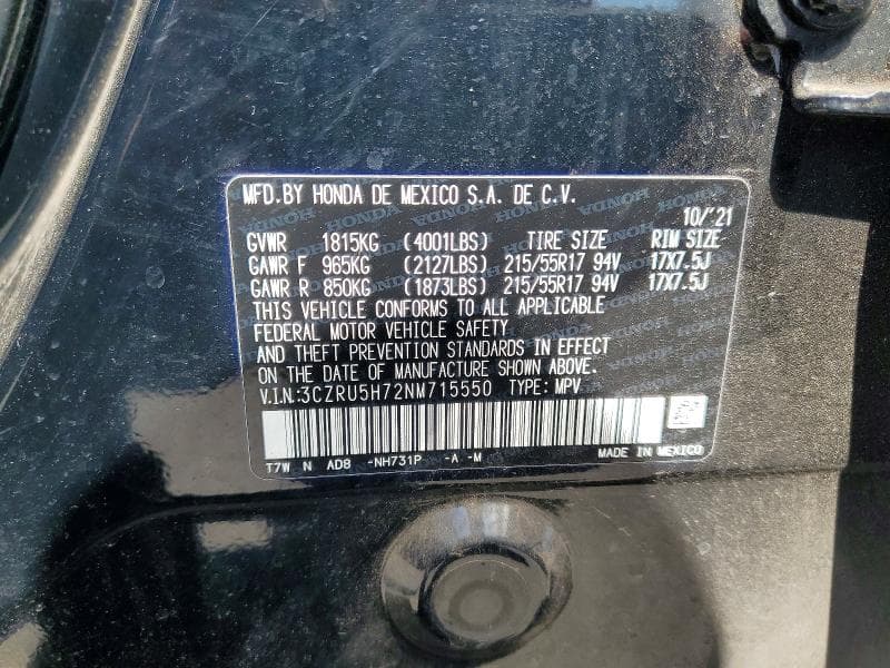 2022 HONDA HR-V EXL EXL 14
