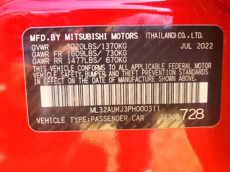 2023 MITSUBISHI MIRAGE ES ES 12