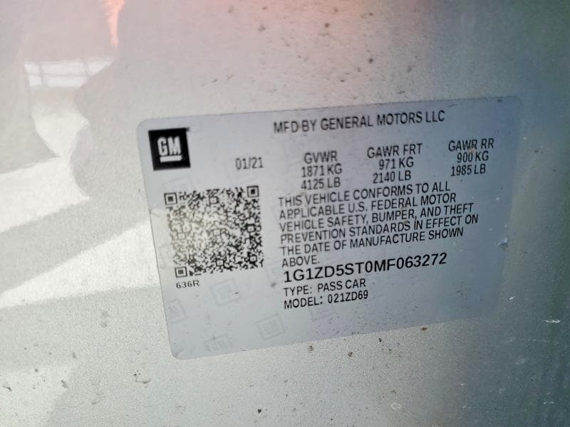 2021 CHEVROLET MALIBU LT 12