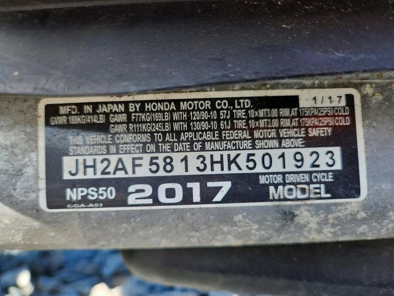 2017 HONDA NPS50 8