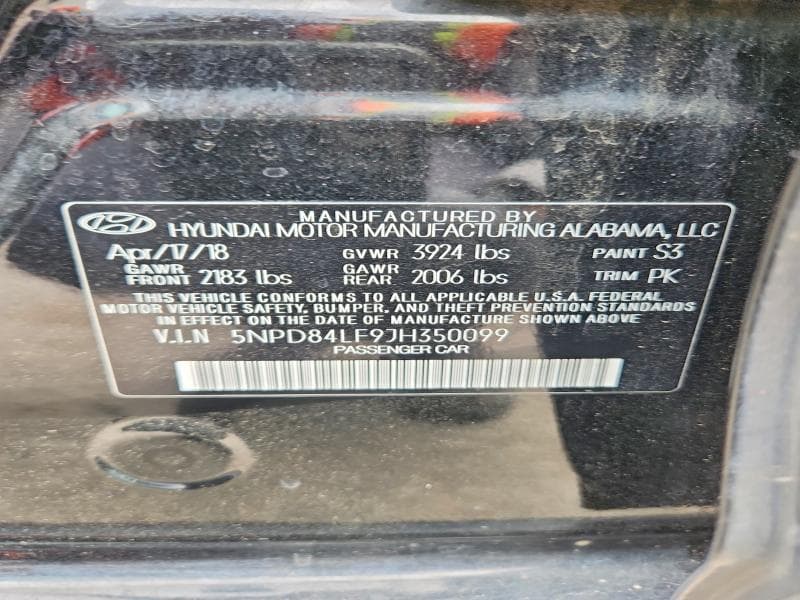 2018 HYUNDAI ELANTRA LIMITED 12