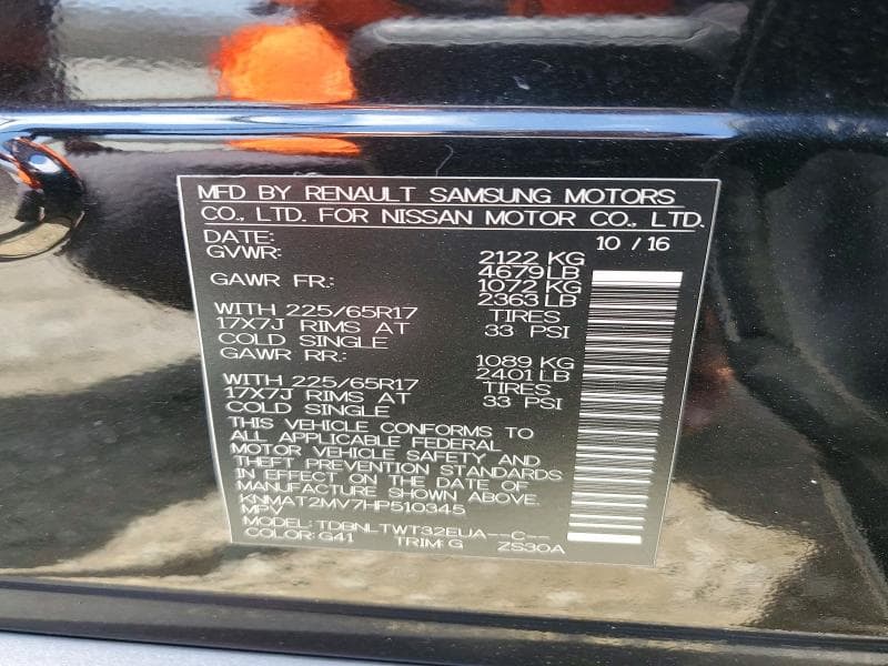 2017 NISSAN ROGUE SV 13