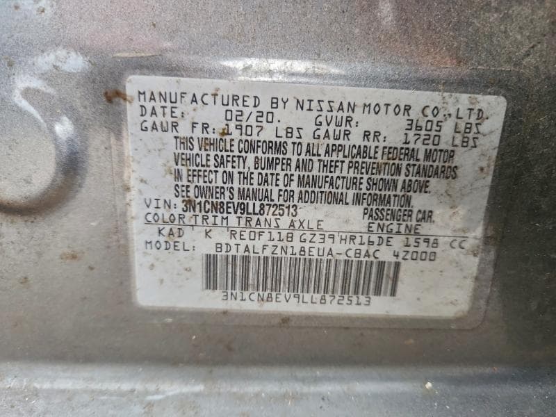 2020 NISSAN VERSA SV SV 12