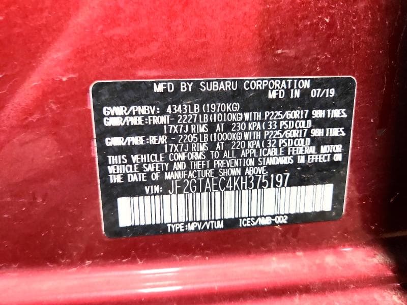 2019 SUBARU CROSSTREK PREMIUM 14