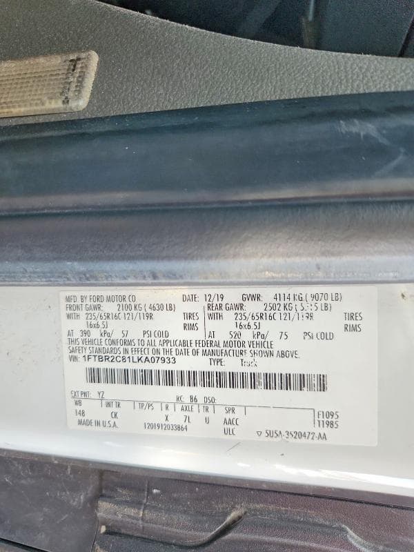 2020 FORD TRANSIT T-250 T-250 13