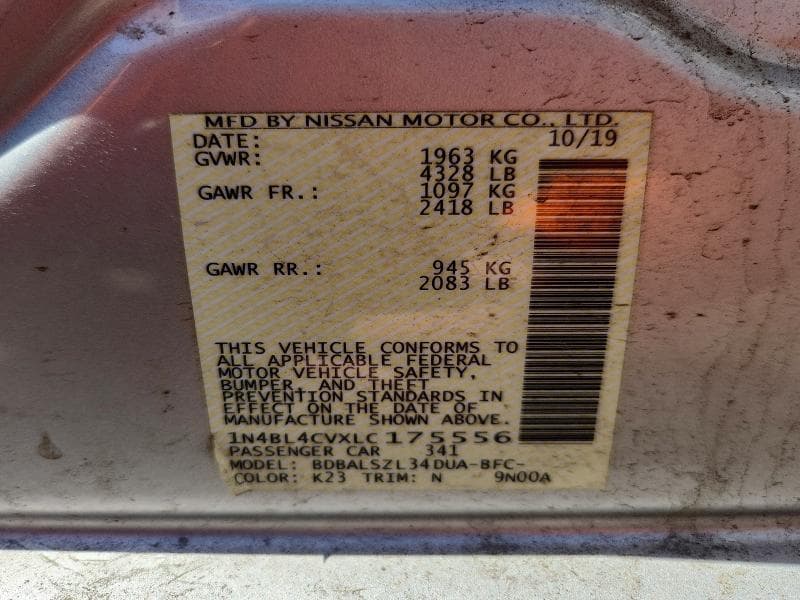 2020 NISSAN ALTIMA SR SR 13