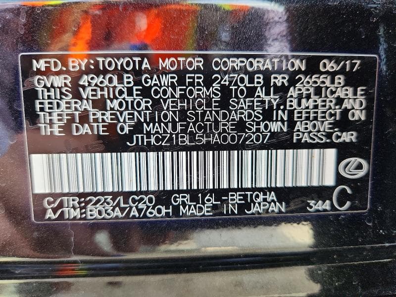 2017 LEXUS GS 350 BASE 12