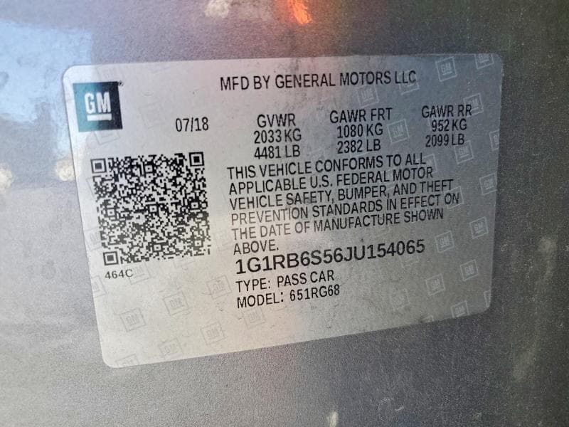 2018 CHEVROLET VOLT PREMIER PREMIER 12