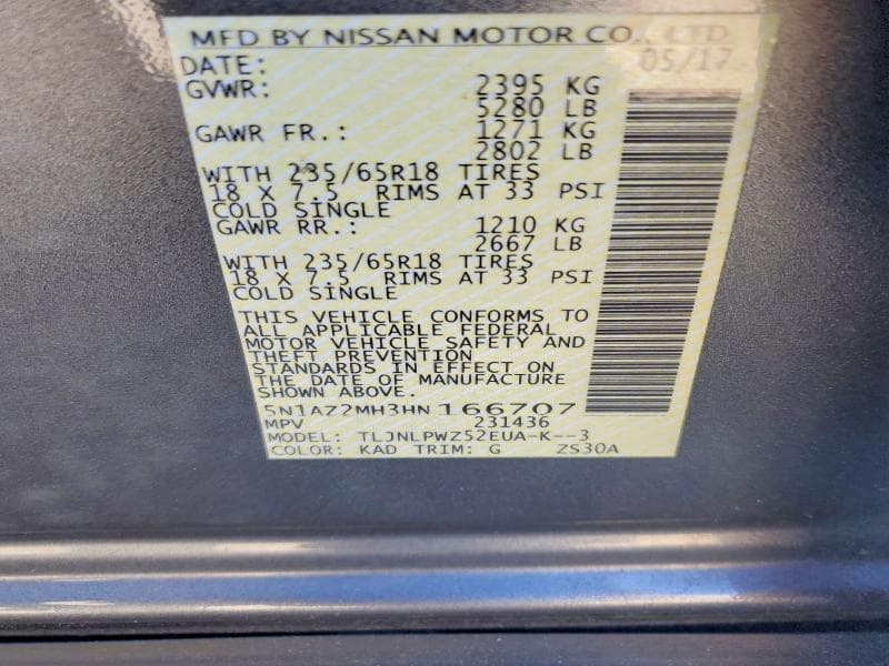 2017 NISSAN MURANO S 14