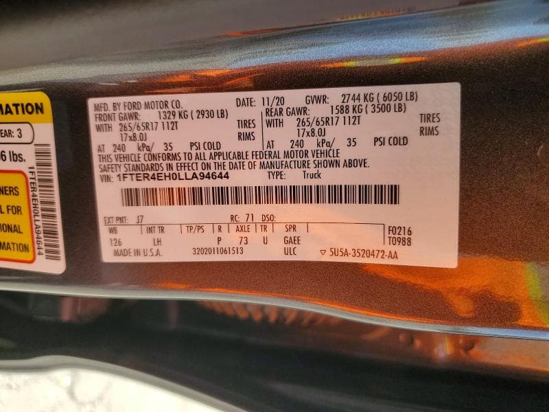 2020 FORD RANGER XL XL 13