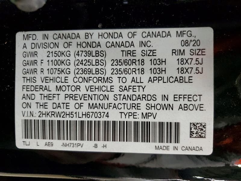 2020 HONDA CR-V EX EX 14