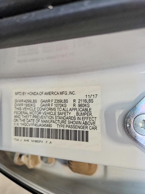 2018 HONDA ACCORD 12
