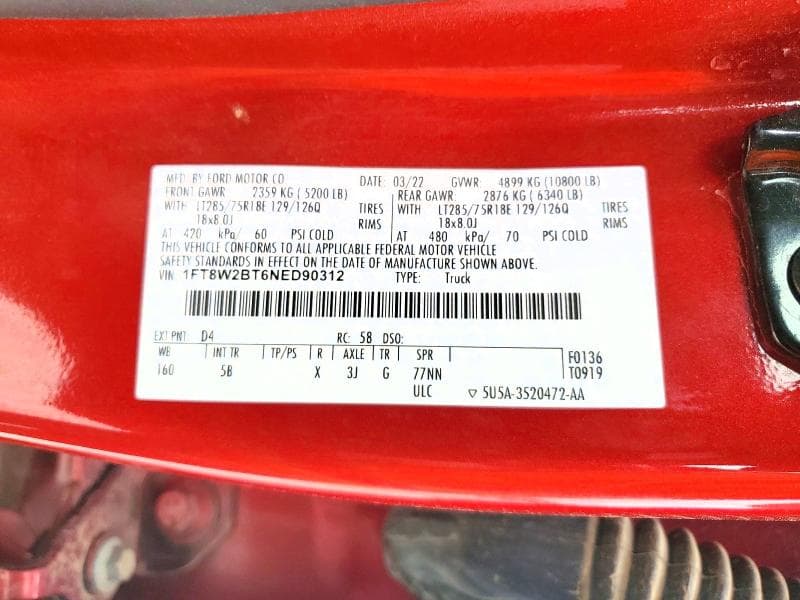 2022 FORD F250 SUPER DUTY SUPER DUTY 12