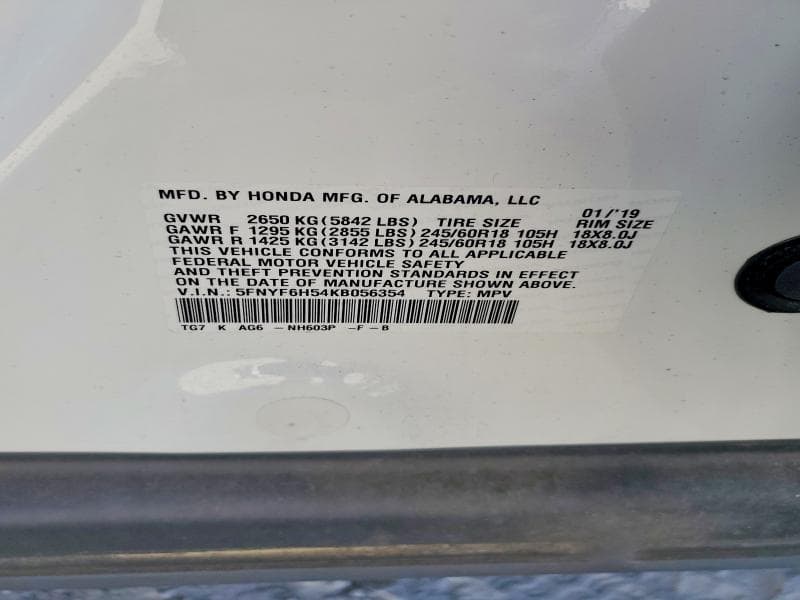 2019 HONDA PILOT EXL 13