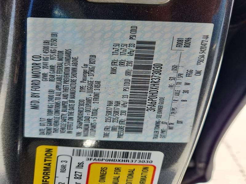 2017 FORD FUSION SE SE 12