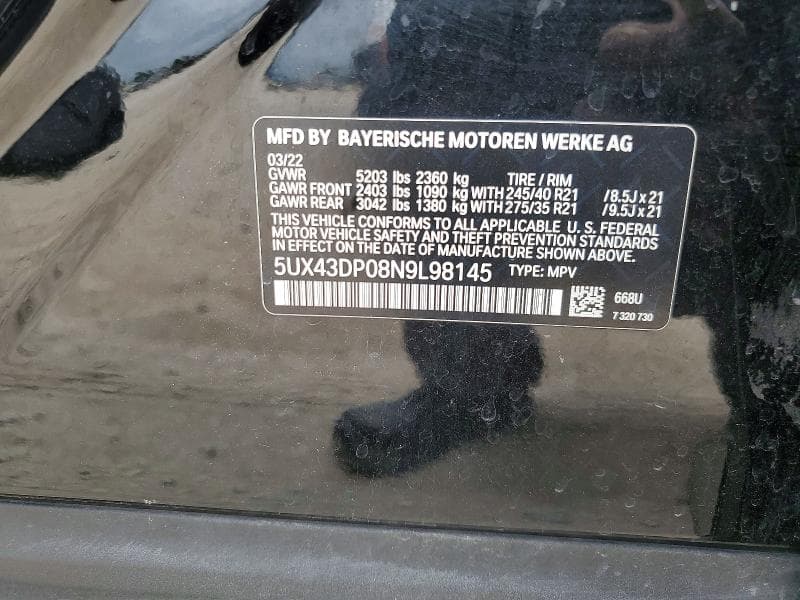 2022 BMW X3 SDRIVE30I SDRIVE30I 12