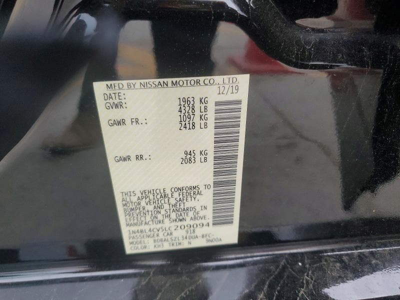 2020 NISSAN ALTIMA SR SR 12