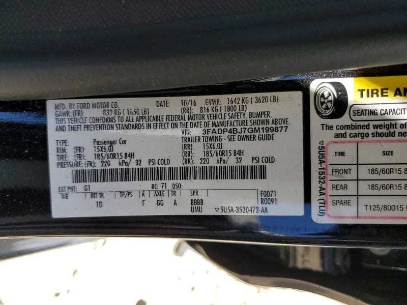 2016 FORD FIESTA SE 12