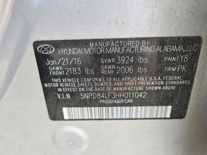 2017 HYUNDAI ELANTRA LIMITED LIMITED 12