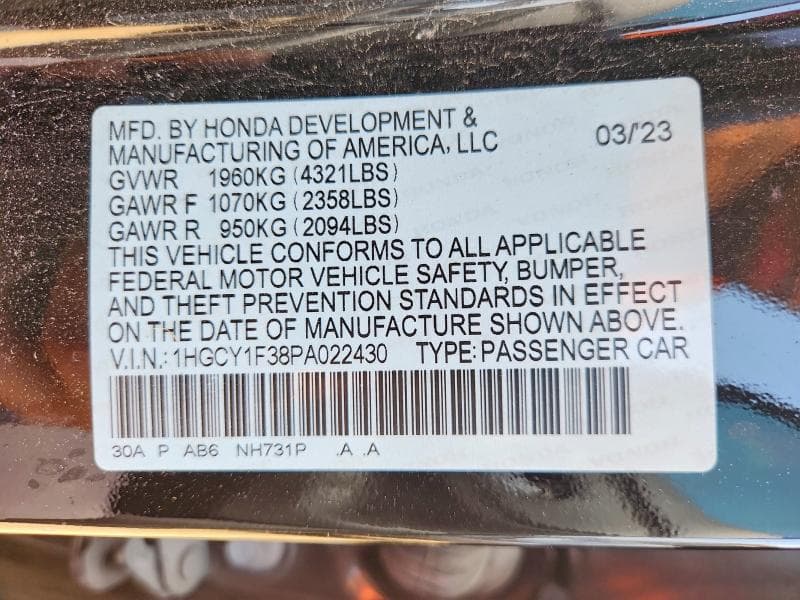 2023 HONDA ACCORD EX EX 12