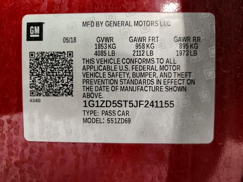 2018 CHEVROLET MALIBU LT 12
