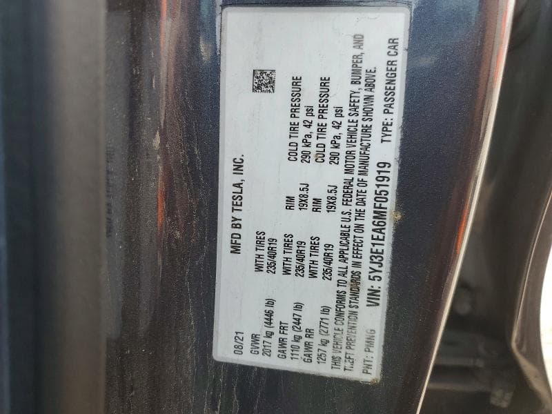2021 TESLA MODEL 3 12