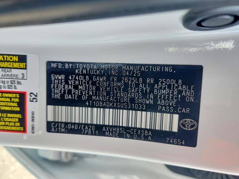 2025 TOYOTA CAMRY SE 12