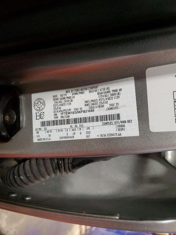 2019 FORD F150 SUPERCREW SUPERCREW 12