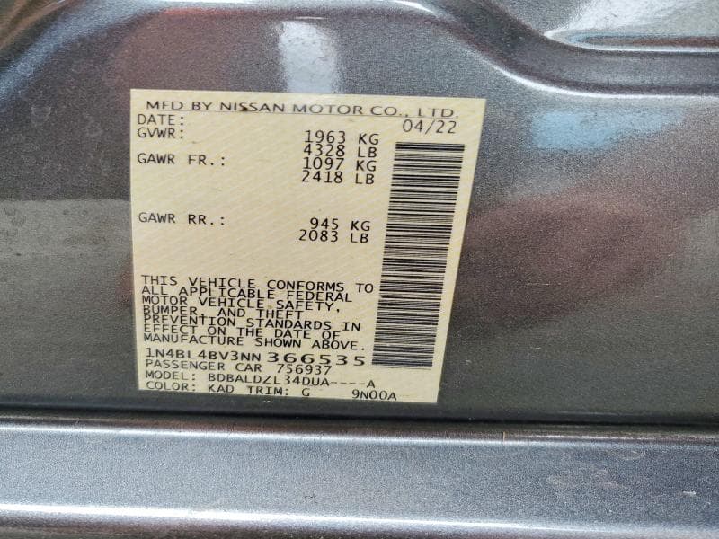 2022 NISSAN ALTIMA S 13