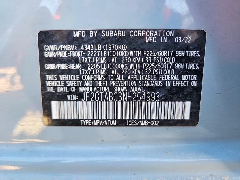 2022 SUBARU CROSSTREK 12