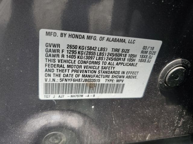 2018 HONDA PILOT EXL 13