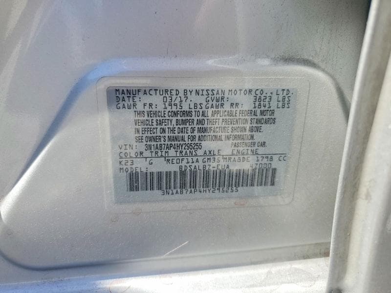 2017 NISSAN SENTRA S S 13