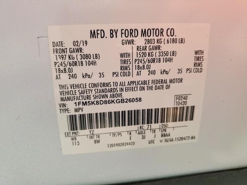 2019 FORD EXPLORER XLT 13