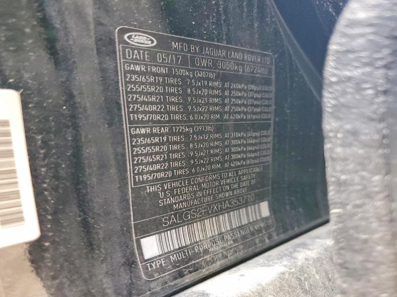 2017 LAND ROVER RANGE ROVER HSE 12