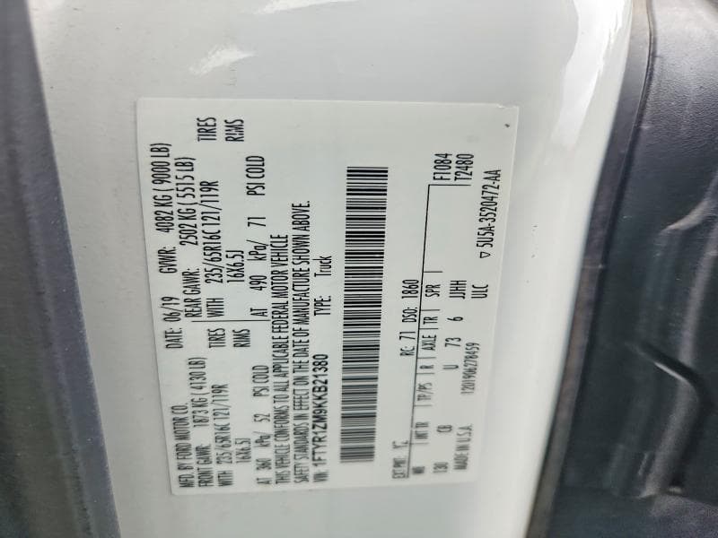 2019 FORD TRANSIT 250 DELIVERY VAN 13