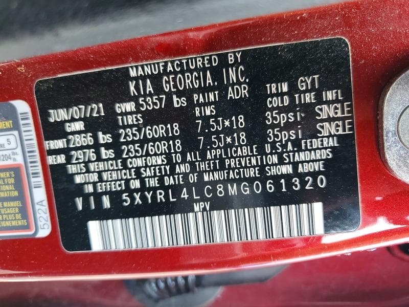 2021 KIA SORENTO S S 14