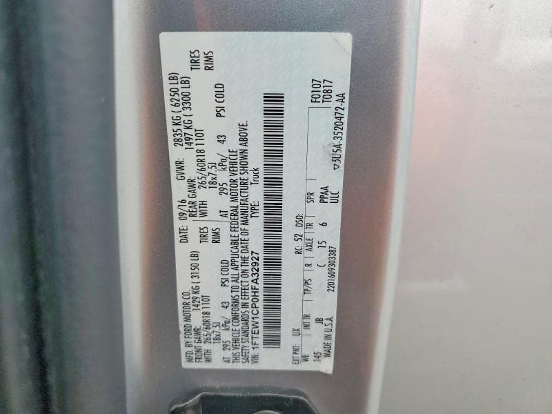 2017 FORD F150 SUPERCREW 12