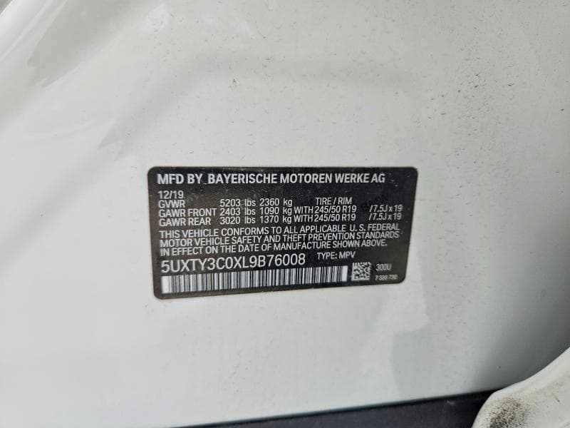 2020 BMW X3 SDRIVE30I SDRIVE30I 12