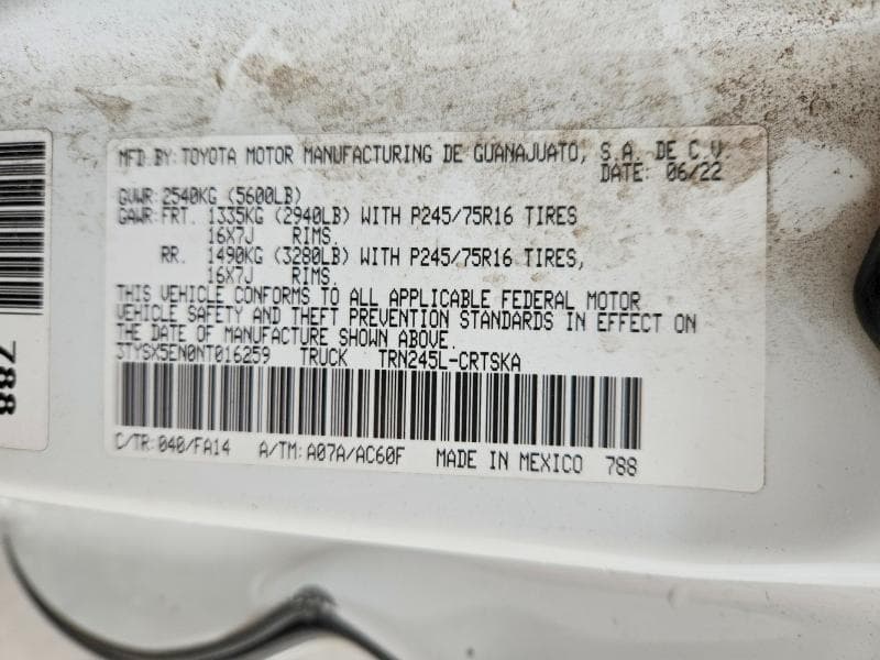 2022 TOYOTA TACOMA SR SR 12