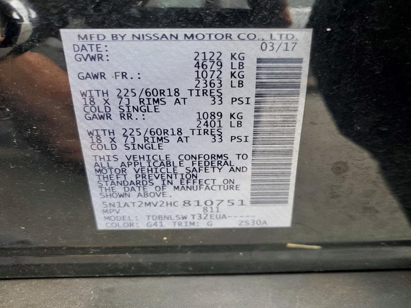 2017 NISSAN ROGUE SL SL 14