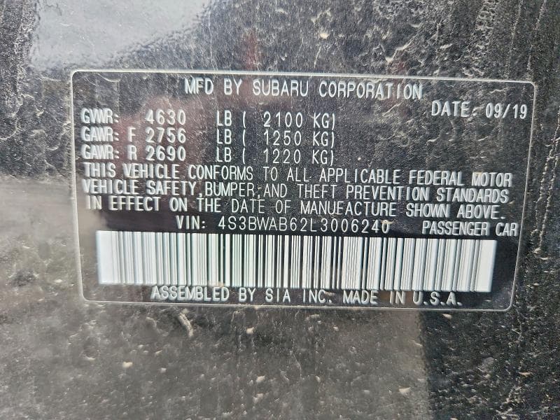 2020 SUBARU LEGACY 12