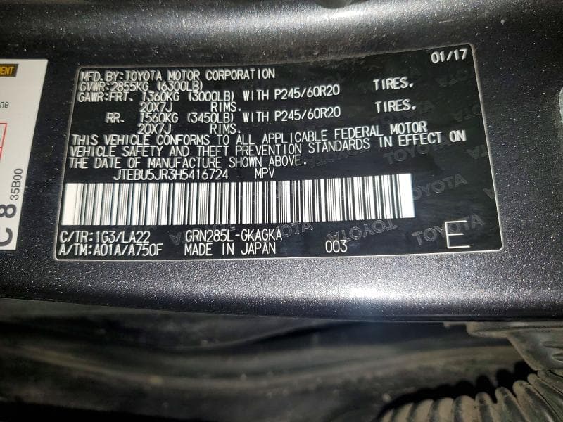 2017 TOYOTA 4RUNNER LIMITED 13